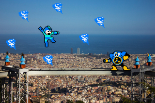 Illustration for article titled 16-Bit Characters Fit Perfectly In Real-Life Environments